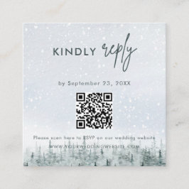 Informações Cartão de RSVP de Casamento Floresta de Inverno Mo
