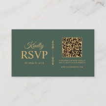 Cartão de RSVP de Casamento Minimalista Verde Salv