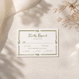 Informações Cartão de RSVP de casamento verde oliva elegante t
