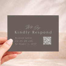 Cartão de RSVP de Código QR Bege Luxuoso