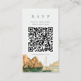 Informações Cartão de RSVP de Código QR de Aquarela da Enseada