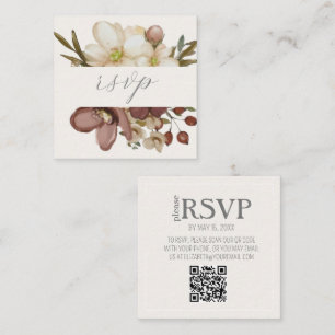 Informações Cartão de RSVP de Código QR de Casamento Neutro Bo