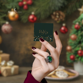 Informações Cartão de RSVP de Código QR de Natal Moderno Verde