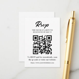 Informações Cartão de RSVP Editável com Código QR, Inserto de