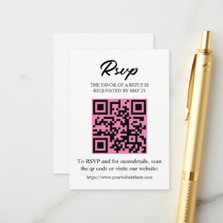 Informações Cartão de RSVP Editável com Código QR, Inserto de