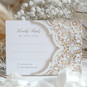 Informações Cartão de RSVP Elegância Floral Islâmica