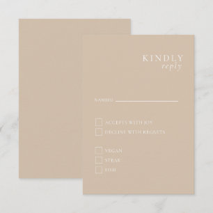 Informações Cartão de RSVP elegante minimalista bege