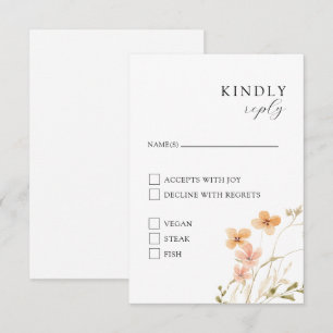Informações Cartão de RSVP Floral Boho Com Refeições
