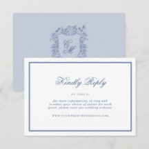 Cartão de RSVP Online de Casamento com Crista Flor