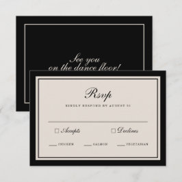 Informações Cartão de RSVP Preto Clássico de Casamento Old Mon