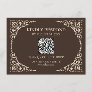 Informações Cartão de RSVP QR Café Expresso Marrom