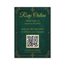 Cartão de RSVP QR de Casamento Muçulmano em Ouro e