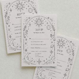 Informações Cartão de RSVP Tradicional de Casamento Celestial 