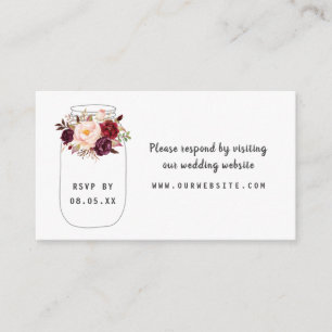 Informações Cartão de site Burgundy Floral Mason Jar rsvp