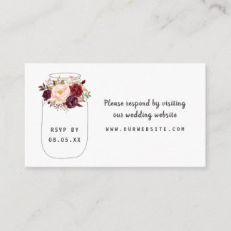Informações Cartão de site Burgundy Floral Mason Jar rsvp