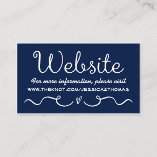 Informações Cartão de Site de Casamento   Azul e branco Marinh