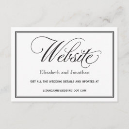 Informações Cartão de Site de Casamento de Script Branco e Pre