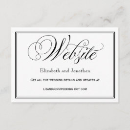 Informações Cartão de Site de Casamento de Script Branco e Pre