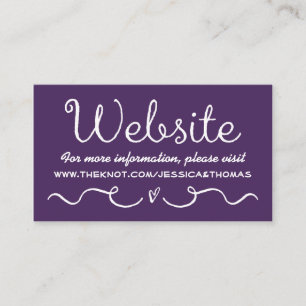 Informações Cartão de Site de Casamento Roxo e branco modern