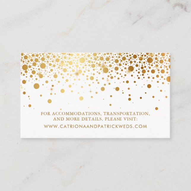 Informações Cartão de Sítio Web de Casamento de Foil Confetti  (Frente)