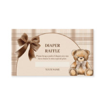 Cartão de Sorteio de Fraldas de Urso Teddy Elegant