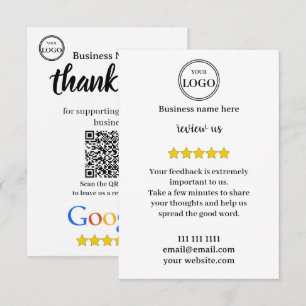 Informações Cartão de Visita com Link de QR Code para Avaliaçã