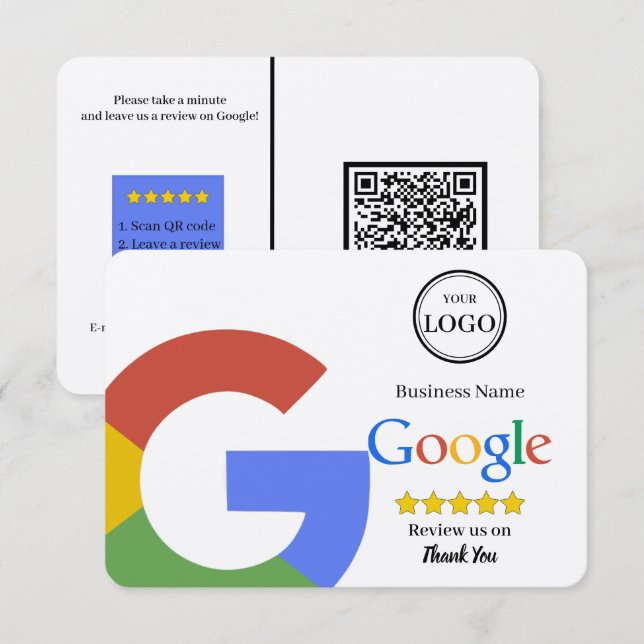Informações Cartão de Visita com Link de QR Code para Avaliaçã (Frente/Verso)