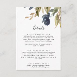 Informações Cartão de Visita de Detalhes do Casamento do Autu