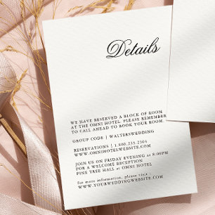 Informações Cartão Detalhado de Casamento de Script Minimalist