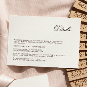 Informações Cartão Detalhado de Casamento de Script Minimalist