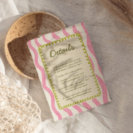 Informações Cartão Detalhado de Casamento Rosa e Verde Moderno