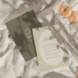 Informações Cartão Detalhado de Casamento Verde de Stripe Imís