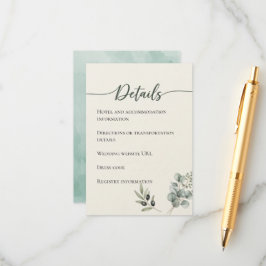 Informações Cartão do Gabinete de Detalhes do Casamento Eucaly