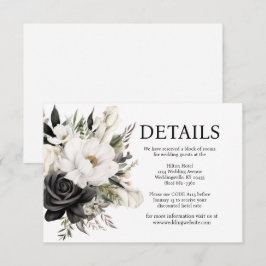 Informações Cartão do gabinete de detalhes do casamento preto 