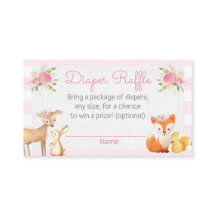 Cartão do Raffle da fralda do chá de fraldas do