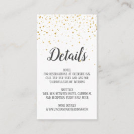 Informações Cartão Dourado de Detalhes de Casamento da Caligra