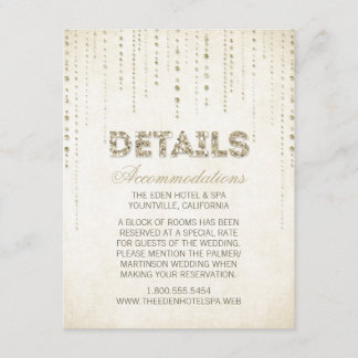 Informações Cartão Dourado de Detalhes do Casamento de Olhar p