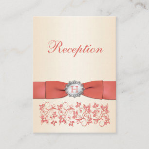 Informações Cartão floral coral da recepção de casamento de