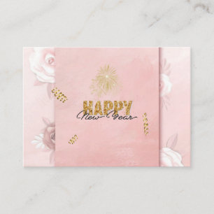 Informações Cartão Floral de Ano Novo Rosa e Dourado Elegante