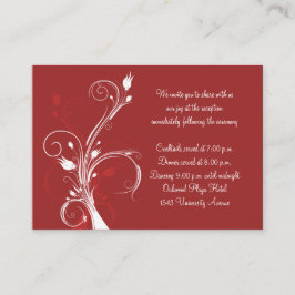 Informações Cartão Floral de Recepção Vermelho e Branco