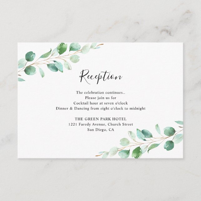 Informações Cartão Geométrico de Recepção Eucalyptus Greenery (Frente)