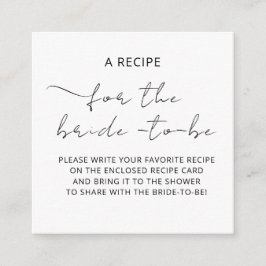 Informações Cartão incluso "UMA RECEITA" para o chá de noiva