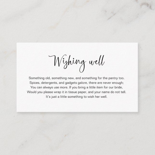 Informações Cartão para Poço de Desejos de Noiva (Frente)