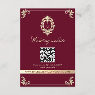 Informações Cartão QR de Site de Noivado Barroco em Ouro e Bor