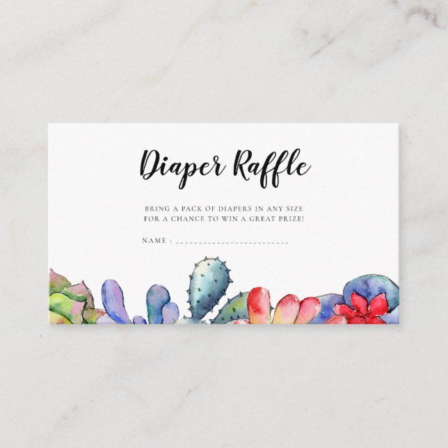 Informações Cartão Raffle com Fralda de Chá de fraldas de cact (Frente)
