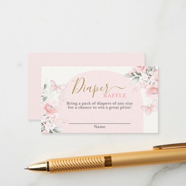 Informações Cartão Raffle Fralda chá de fraldas de Borboleta (Frente/Verso In Situ)