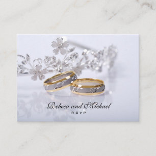 Informações Cartão RSVP de Banda de Casamento Dourado/Platinum