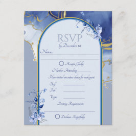Informações Cartão RSVP de Casamento Azul Aqua Marble Moderno