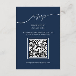 Informações Cartão RSVP de Casamento de Código QR Azul de Mari