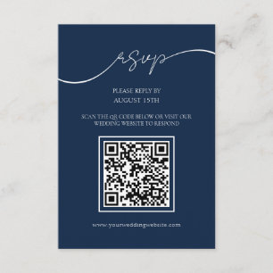 Informações Cartão RSVP de Casamento de Código QR Azul de Mari